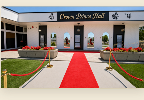Crown Prince Hall entrance with red carpet